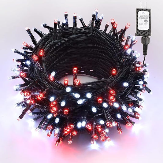 Brizled Red & White Christmas Lights, 78.74ft 240 LED String Lights Connectable, Outdoor Christmas Tree Light 8 Modes Mini Light String with Timer, Indoor Xmas Lighting for Garden Party