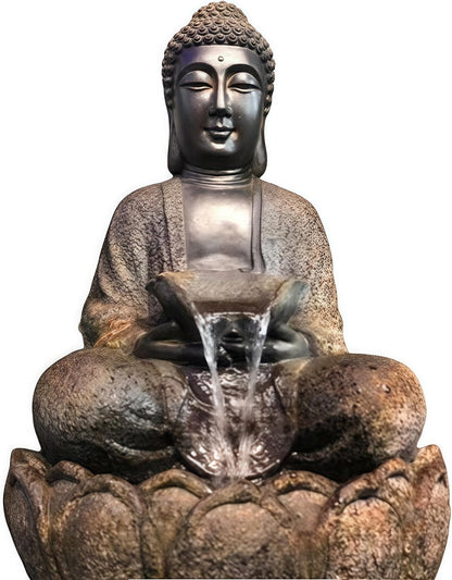 Outdoor Water Fountain Outside, Garden Fountain, Buddha Statue Outdoor/Indoor for Home, Buddha Decor & Gifts, Buddah, Buda, Budda, Buddhas, Chinese Decor & Gifts, Feng Shui (Small)
