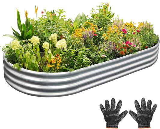 Garden Galvanized Raised Garden Bed Kit - Metal Planter Boxes for Vegetables/Herbs/Flowers, Heavy-Duty Steel Outdoor Garden Box with Reinforced Edges