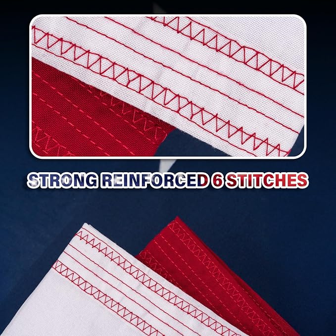 American Flag 12x18 ft TearProof Series, Heavy Duty Tough Spun Polyester USA Flags High Wind, US Flags for Outside Outdoor with Durable Embroidered Stars Sewn Stripes, 5 Brass Grommets
