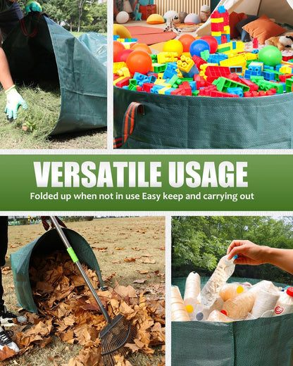 Joyhalo Reusable Yard Waste Bags, 2 Pack 40 Gallon Dustpan-Type Garden Bag for Collecting Leaves Garss Clippings, Heavy Duty lawn and leaf bags, Garden Waste Container for Clean Up Outdoor Debris