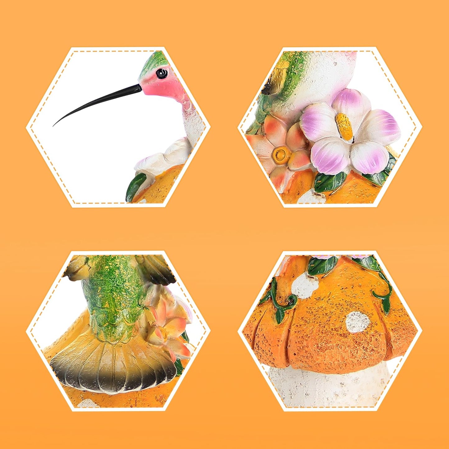 Hummingbird Stand on Mushroom for Garden Decorations,Hummingbird Statue for Outdoor Backyard Yard Porch Patio Lawn Outside Indoor Home Shelf Decor Accents,Bird Sculpture Figurine