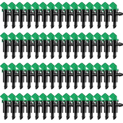 Mudder 60 Pieces Irrigation Drip Emitter Garden Flag Irrigation Dripper, Trees and Shrubs (Green Black)
