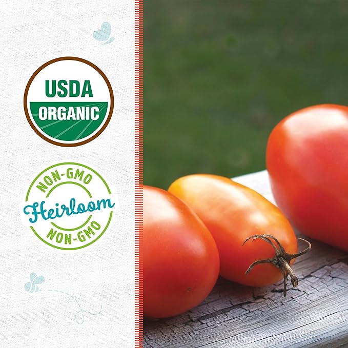 Back to The Roots 100% Organic Heirloom Seeds - Roma Tomato Seeds for Planting Value Pack (200mg Total)