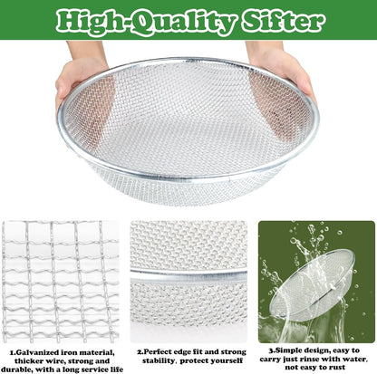 3Pcs Soil, Sand, and Compost Sifter for Gardening – Sieve for Rocks, Dirt, and Organic Material – Fits 5-Gallon Buckets 3 Apertures