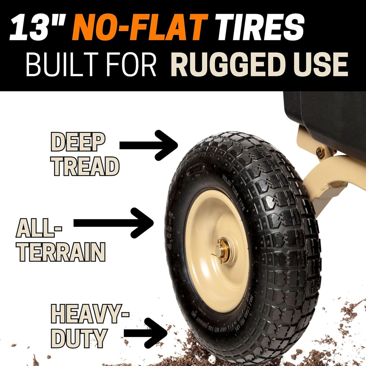 Heavy-Duty Garden Cart on Wheels – 7 Cu. Ft. 2-in-1 Utility Wagon & Wheelbarrow, Push or Tow Design, 1200 lb. Capacity, All-Terrain Utility Cart with 13" No-Flat Wheels