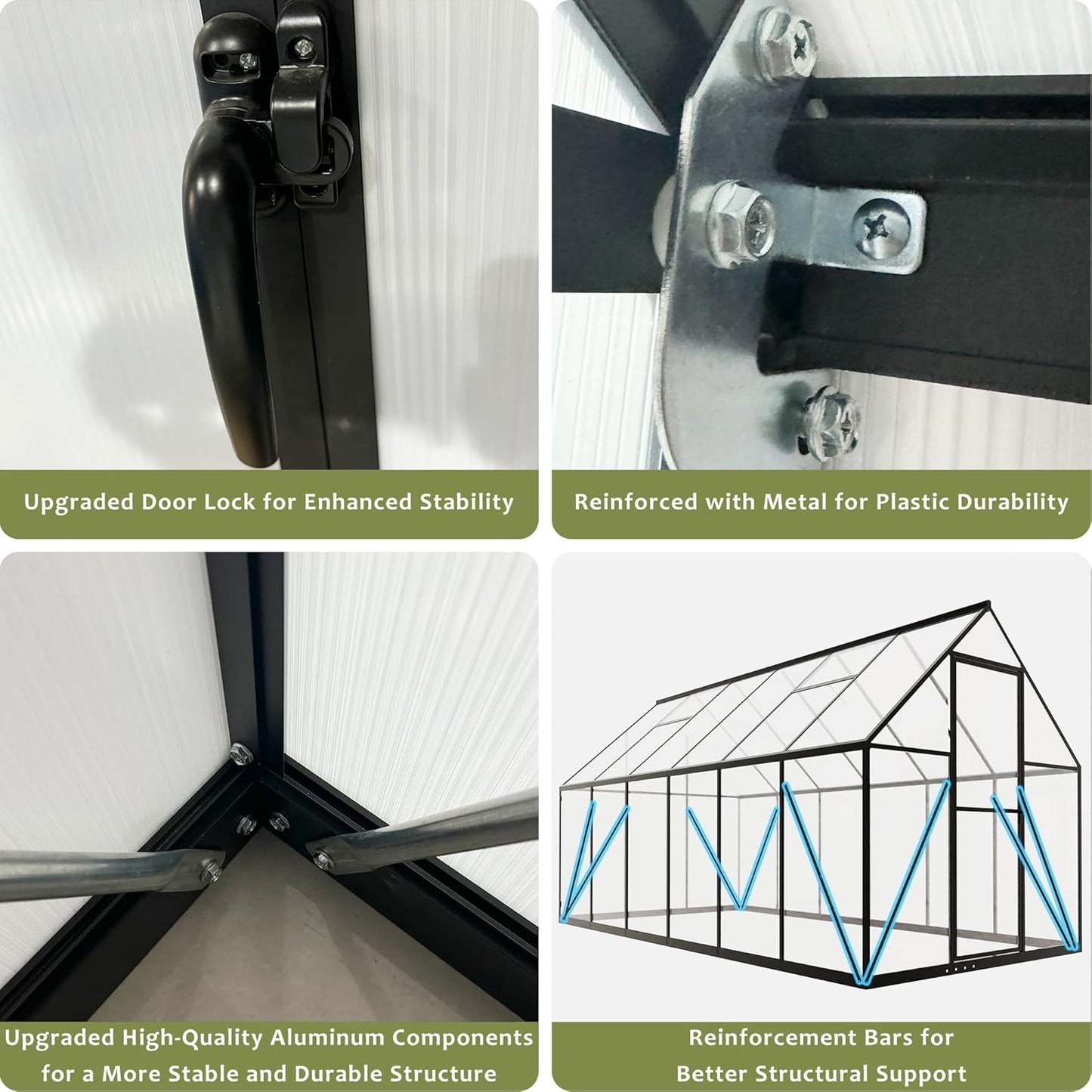 HOOYEAH 6 x 6 FT Polycarbonate Greenhouse for Outdoors, Heavy Duty Walk-in Greenhouses with Roof Air Vent, Aluminum Outdoor Green House Kit, Winter Garden House for Outside Backyard