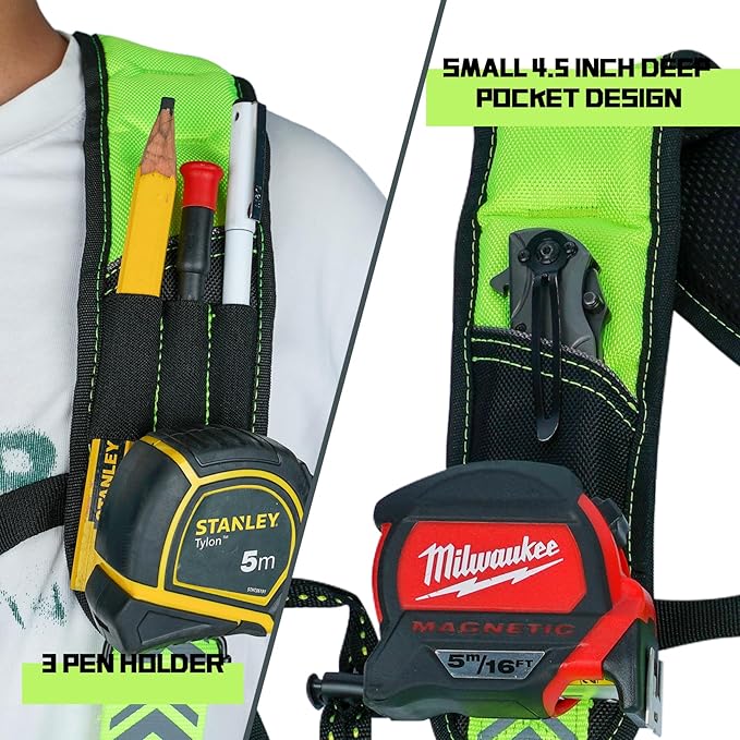 KUNN Tool Belt Suspenders Reflective - Heavy Duty Construction Reflective Safety Suspenders for Carpenter Electrician