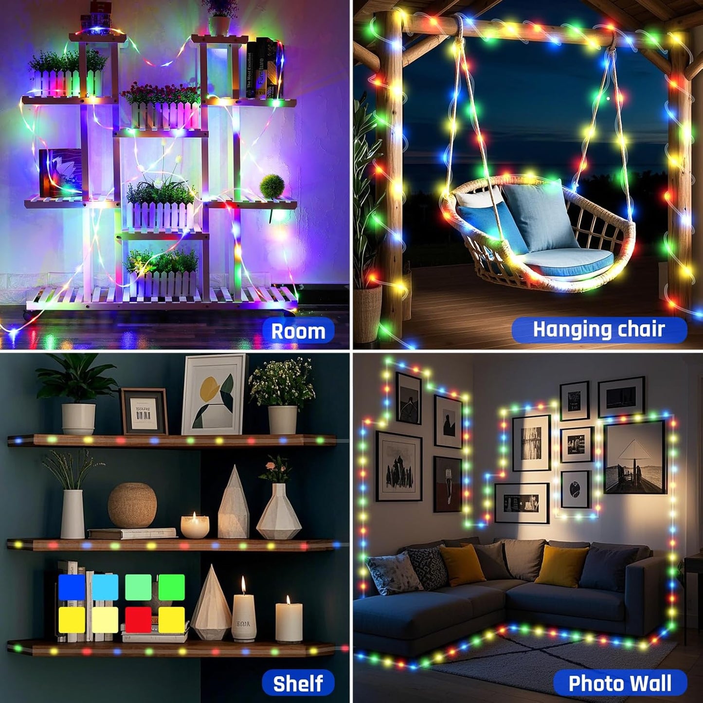 New Upgraded Solar Rope Lights Outdoor Waterproof 19 Modes170ft 500 LED Solar String Lights with Remote Timer Dimmable USB Rechargeable Yard Outside Christmas Lights Xmas Decor (500LED-Multicolor)