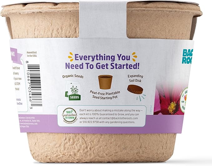 Back to the Roots Organic Cosmos Flower Grow Kit with Plantable Starting Pot Soil and Seeds