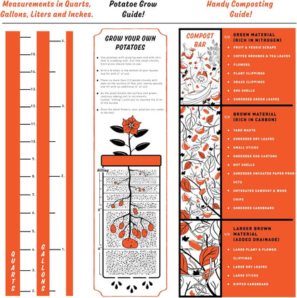 5 Gallon Bucket with Easy On/Off Ratcheting Lid - 6 Buckets - HDPE, Food Grade, BPA Free - Gardening & Composting Info - All Purpose Pail