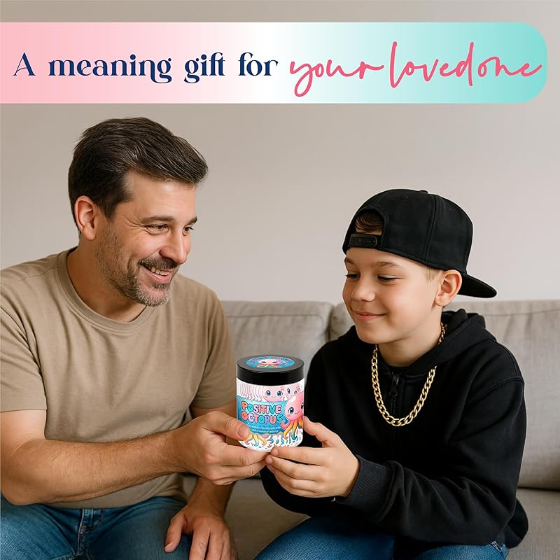 Positive Octopus Jar with 60 Daily Affirmation Cards, Emotional Support Octopus, Positive Octopus, Octopus Decor, Octopus Gifts, Motivational Cards, Inspiring Gift, Octopus Gifts For Women