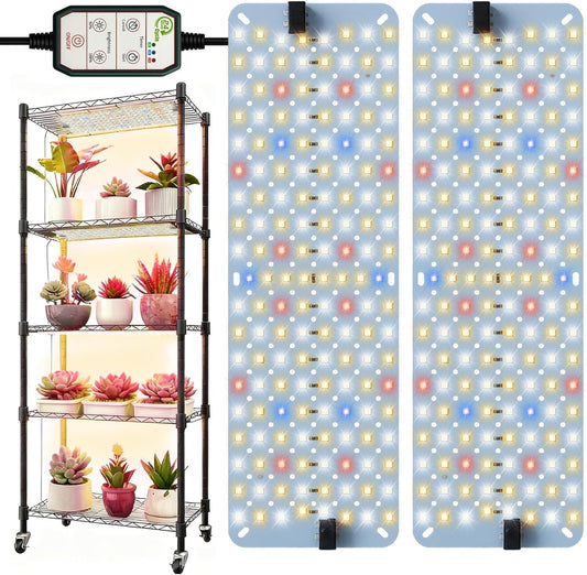 GHodec 20W Panel Grow Lights for Indoor Plants,272LEDs Full Spectrum Grow Lights for Under Cabinet Plant, Grow Lamp with 4/8/12H Timer,5 Dimmable Levels for Plants Growing (2Pack)