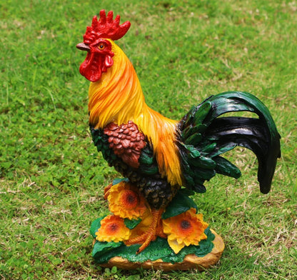Rooster Garden Statue Decorations, Chicken Farm Animals Decoration, Yard Chicken Sculpture for Backyard Patio Kitchen Decor & Lawn Ornaments