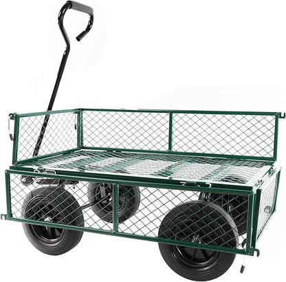 Wagon with Removable Sides Can be Used in Farms, Warehouses etc l Garden Dump cart- A Must-Have for Your Dream Garden Garden Essential- Dump cart Solid Wheels (Green Solid Wheels)