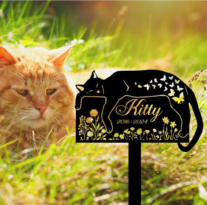Personalized Cat Grave Marker – Custom Outdoor Pet Memorial Stone with Name and Years, Cat Headstones for Backyard or Pet Cemetery, Pets Grave Markers