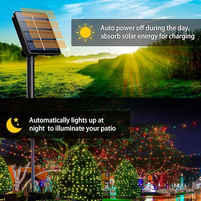 6-Pack Solar String Lights, 600 LED Extra-Long 236Ft Solar Christmas Lights Outdoor Waterproof, 8 Modes Multicolor Led Outdoor Light for Garden, Patio, Wedding, Christmas Decorations