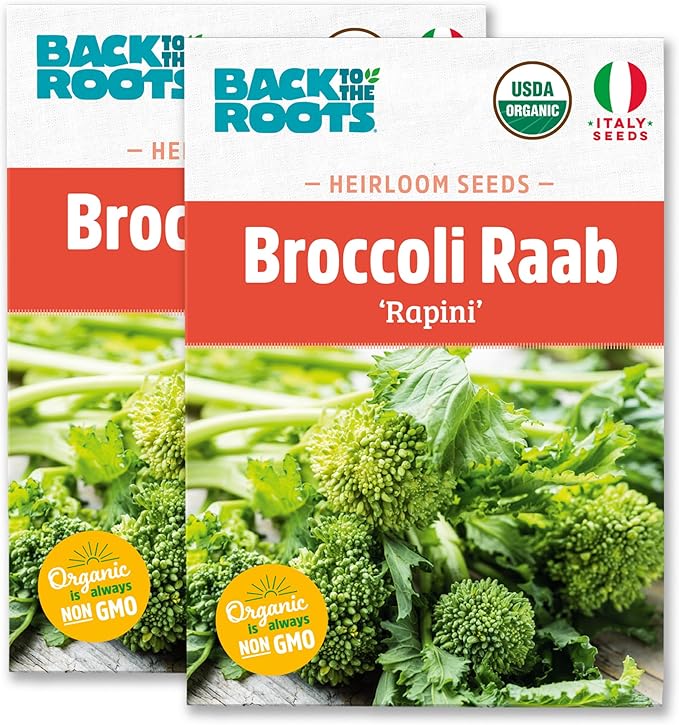 Back to The Roots 100% Organic Heirloom Seeds - Broccoli Raab Value Pack (400mg Total)