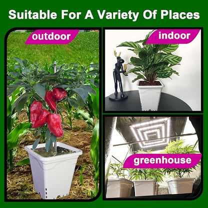 HG9X9SW 9"x9" Square Grayish-White Light-Blocking Plastic Planter with Hanging Holes, Hydroponic Side Holes, Indoor/Outdoor, 10" Tall, Pack of 24