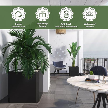 Steel Planter Box-24"x24"x24"-Large Square Planter Box-Outdoor Indoor-Cube Steel Planter Heavy Duty Black Metal Planter Flower Pot Commercial Residential for Home Garden Porch Hotel Patio