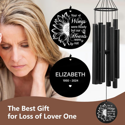 Personalized 36" Healing Memorial Wind Chimes for Outside, Bereavement Gift of Comfort for Loss of Mother, Father or Husband, A Soothing Remembrance for Your Garden and Patio