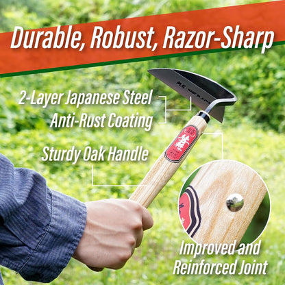 SUIZAN Nejiri Kama Weeding Sickle 13" - Professional Japanese Hand Weed Puller Garden Hoe Gardening Tools