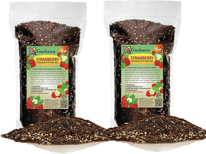 Gardenera Strawberry Premium Potting Soil Mix - Ideal Blend for Growing Robust and Flavorful Strawberries - 10 Quart