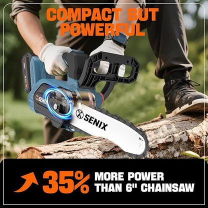 SENIX 20V 10" Electric Chainsaw, Cordless Battery Powered Top Handle Chainsaw, Brushless Chain Saw, Garden Tool for Trees, Pruning, Branch Cutting, Yard, Fathers Day Gift, Tool Only, CSX2-M1-0