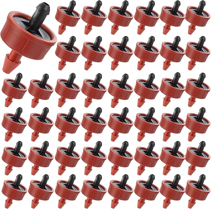 60Pcs 1 GPH Pressure Compensating Irrigation Spot Drippers,Constant Flow Barb Outlet Watering Dripper Emitters Heads Parts for 1/4 Inch Watering Tubing Line for Garden Pots Plants Irrigation Systems