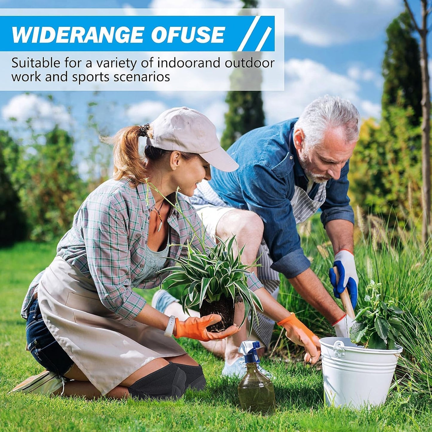 Knee Pads for Garden, Gardening, House Cleaning, Construction Work, Dancing, Volleyball, Flooring, Climbing, Riding Kneepads with Thick EVA Foam Padding, Outdoor Sports Kneeling Pads Cushion Floors Scrubbing for Men Women (Large)