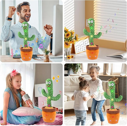 MIAODAM Dancing Talking Cactus Toy for Baby Toddler, Colorful Glowing Repeating What You Say, Singing Talking Toy 120 Pcs Songs for Baby Dancing Cactus Mimicking Toys