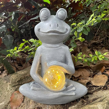 Solar Frog Garden Figurines Solar Lights Yoga Frog Statue for Outdoor Garden Patio Yard Frog Decor Gifts for Women Grandma Mother's Day Birthday Gifts
