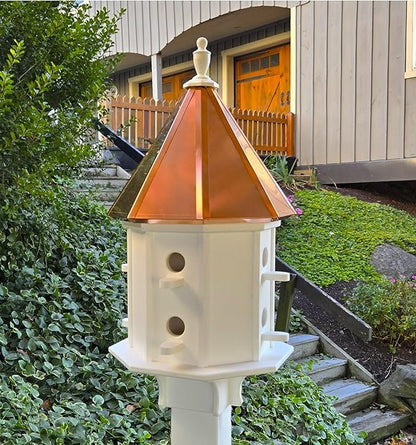 Amish Handmade Birdhouse with Copper Roof 8 Compartments, Bird Watching (8 Compartments)