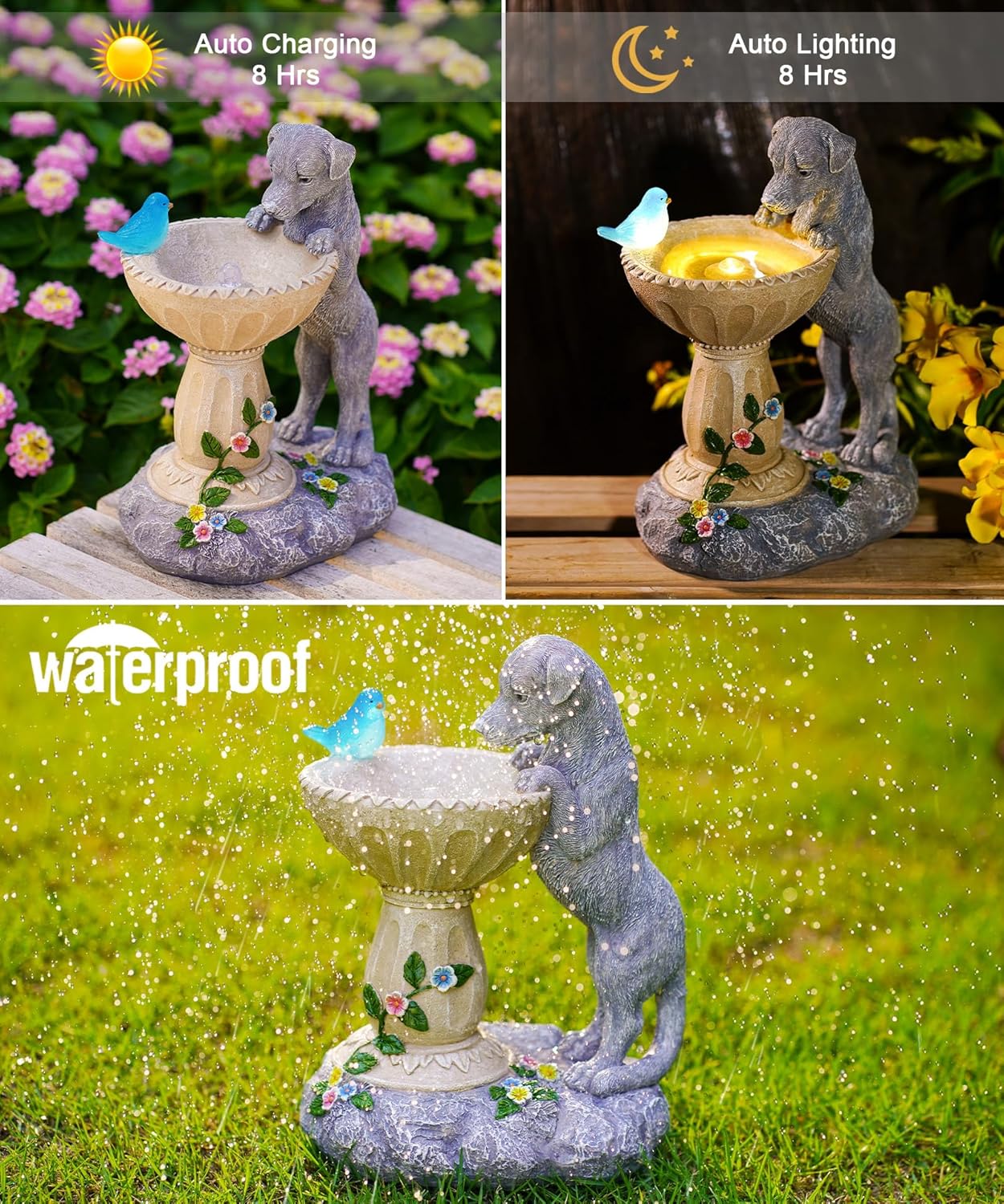 Nacome Solar Dog Garden Decor: Outdoor Statues Ornaments for Outside Decorations Yard Art Lawn Porch Patio Balcony - Birthday Gifts Choice for Mom Grandma Women Lover