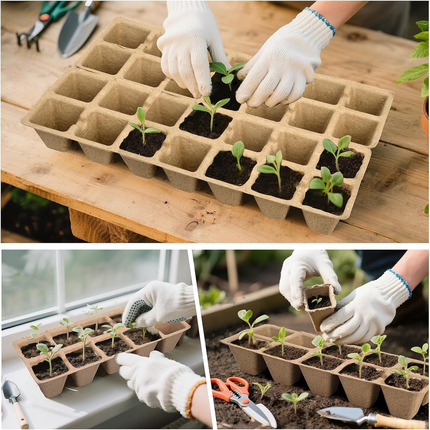 200 Cells Peat Pots, Seed Starter Trays Planting Trays for Seedlings, 20 Pack Germination Trays Peat Pot with 20 Labels