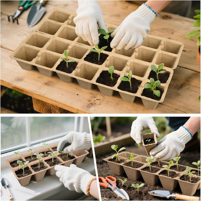 200 Cells Peat Pots, Seed Starter Trays Planting Trays for Seedlings, 20 Pack Germination Trays Peat Pot with 20 Labels