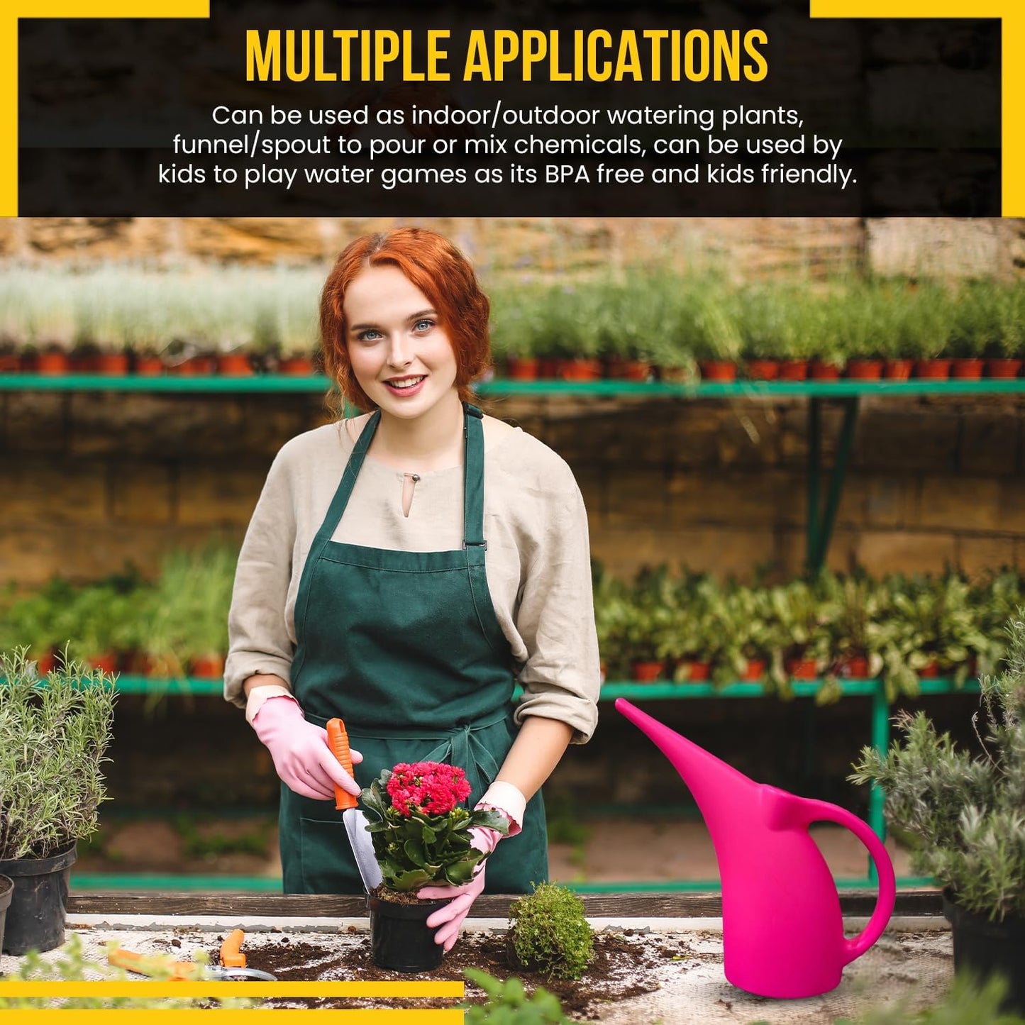 KP KOOL PRODUCTS 1 Pack Half (1/2) Gallon House Plant Watering can - Small Water can with Long spout - Indoor Watering can for Outdoor Plants and Garden - BPA Free Plastic (Pink)