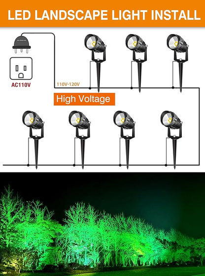 Halloween Green Landscape Lights Outdoor, 7W 110v 120V LED Landscape Lighting IP66 Waterproof Outdoor Spotlights for Garden Yard Pathway Tree, 4 Pack/ Green Landscape Lights,Directly sold by Factory
