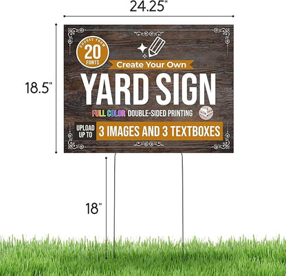 24x18" Double Sided Custom Yard Sign with Metal Stakes, Personalized Full Color Corrugated Yard Sign for Outdoors, Front and Back Custom Printed Personalized Lawn Signs 10 Pack (Design 9)