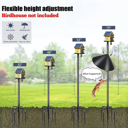 Gtongoko Smart Bird Feeder Pole Squirrel Proof 79 Inch Bluebird House Pole for Outdoors Squirrel Baffles for Feeders Weather Station Heavy Duty Metal Mounting Kit Black