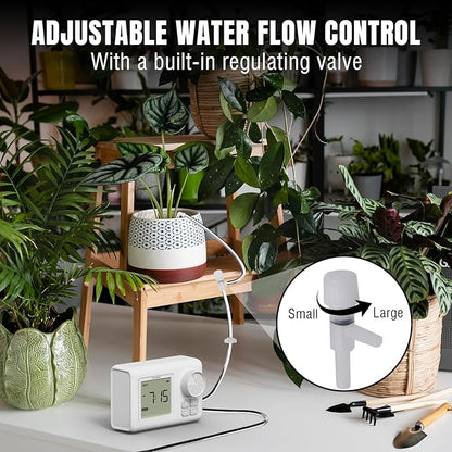 Raddy WS-64 Automatic Plant Waterer Indoor Self Watering System for 15 Potted Plants, Programmable Water Timer with LCD Display, Rain Delay for Balcony Patio, or Greenhouse
