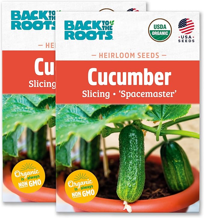 Back to The Roots 100% Organic Heirloom Seeds - Compact Cucumber Seeds for Planting Value Pack (3g Total)