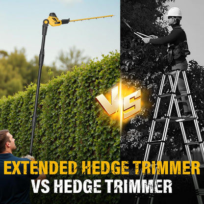 Pole Hedge Trimmer Cordless, 9-Feet Reach Power Hedge Trimmer with Extension Pole, MAX 20-inch, Multi-Angle, 2 * 2.0Ah Battery and Fast Charger Included