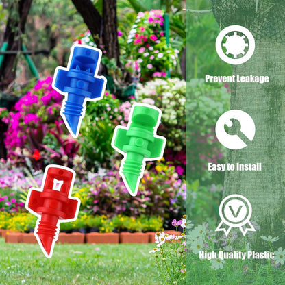 300 Pcs Misting Nozzle Sprayer 90/180/360 Degree Atomizing Micro Sprinklers Drip Ring Irrigation Emitters Sprinkler Nozzle Refraction Drip Emitters for Garden Agriculture Lawn