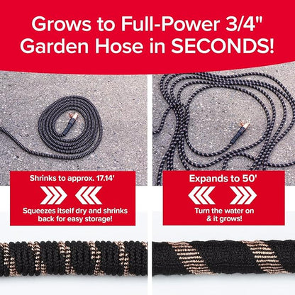 Pocket Hose Copper Bullet Expandable Garden Hose 50 FT w/10 Pattern Thumb Spray Nozzle AS SEEN ON TV 650psi 3/4 in Patented Lead-Free Ultra-Lightweight Solid Copper Anodized Aluminum Fittings No-Kink