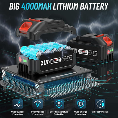 SEESII PS810 2-IN-1 Cordless Pole Saw & Mini Chainsaw, 8-inch Electric Saws Brushless with 2 x 4.0Ah Batteries, 16-Foot MAX, Chain Saw with Extension Pole for Wood Cutting Trimming Branch