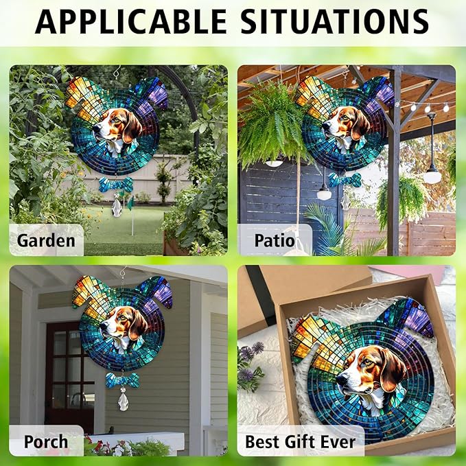 Beagle Dog Ears Wind Spinner, Beagle Wind Spinner Hanging for Yard and Garden