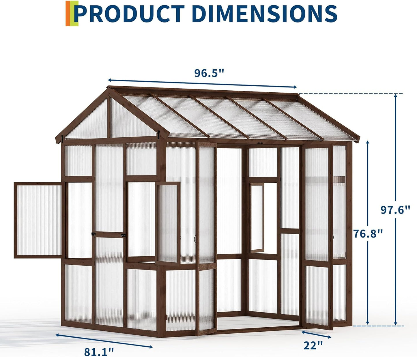 6x8 ft Wooden Greenhouse for Outdoor - Heavy Duty Walk-in Green House Kit with 6 mm Polycarbonate,Ventilated Window & Lockable Door for Backyard,Patio,Lawn