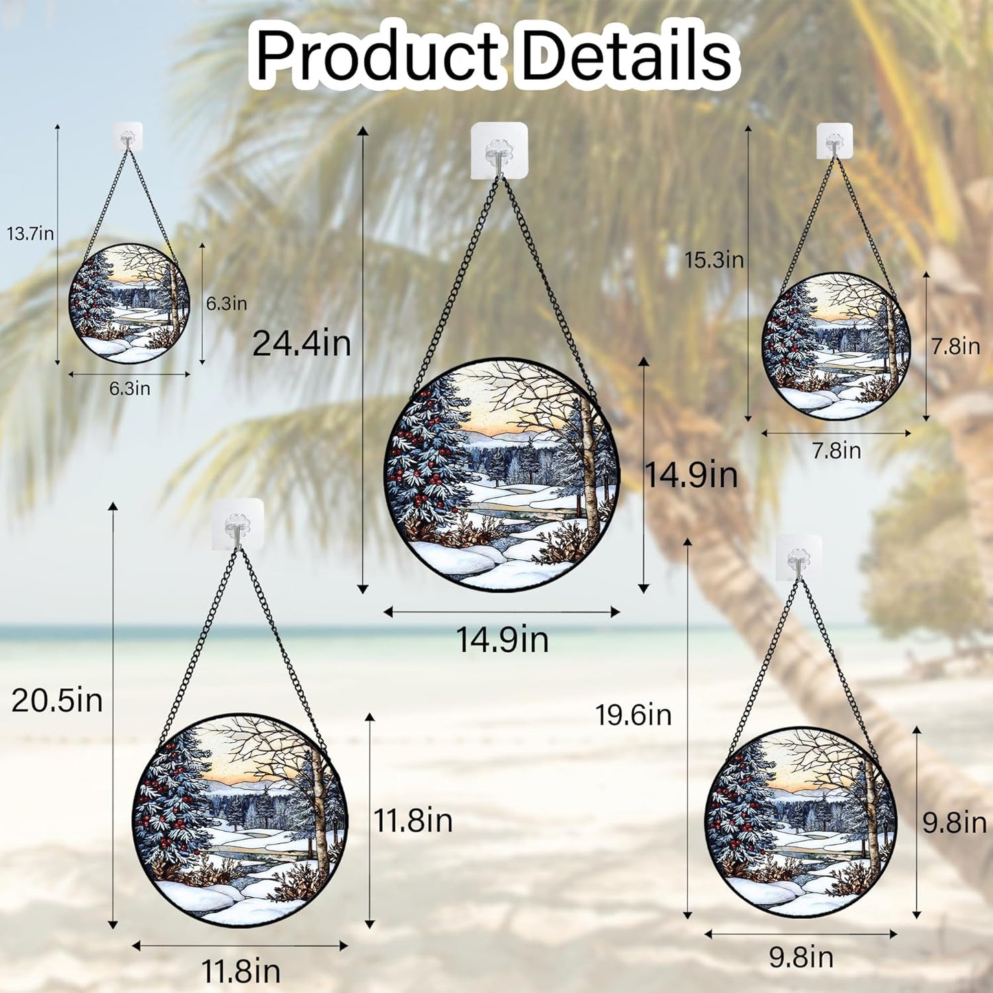 Stained Glass Window Hanging, Winter Snow Landscape Suncatcher Diamond Glass Panel Sun Catchers Decor for Birthday for Women, Men, Wife, Aunt, and Mom 11.8 in