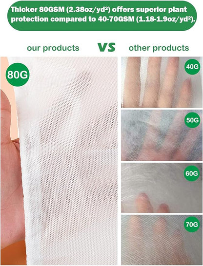 Abimars Thicker Plant Covers Freeze Protection Jacket 2.36 oz/yd², 5'x5' Reusable Winter Plant Covers with Drawstring & Zipper, 2 Pack Light, Porous Fabric for Plant Breathing